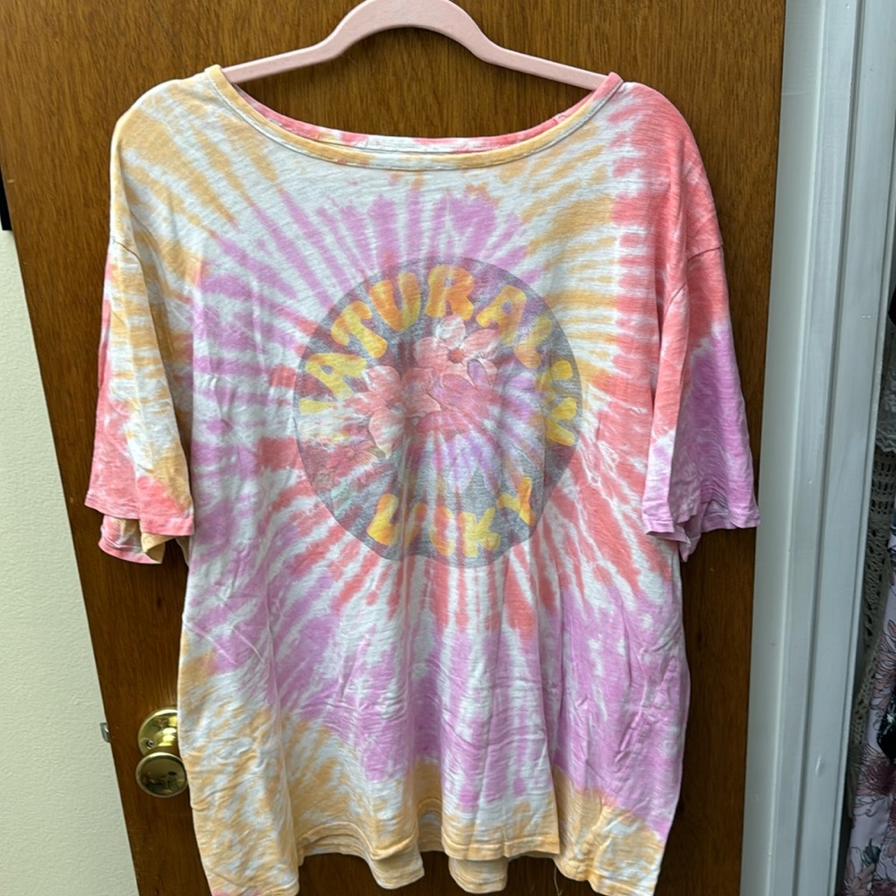 Naturally Lucky Tie-dye Lucky Brand Pink Purple Orange shirt
